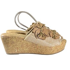Jaclyn Smith Cork Heel Wedge Slip On Sandals Womens Shoes Size 7.5